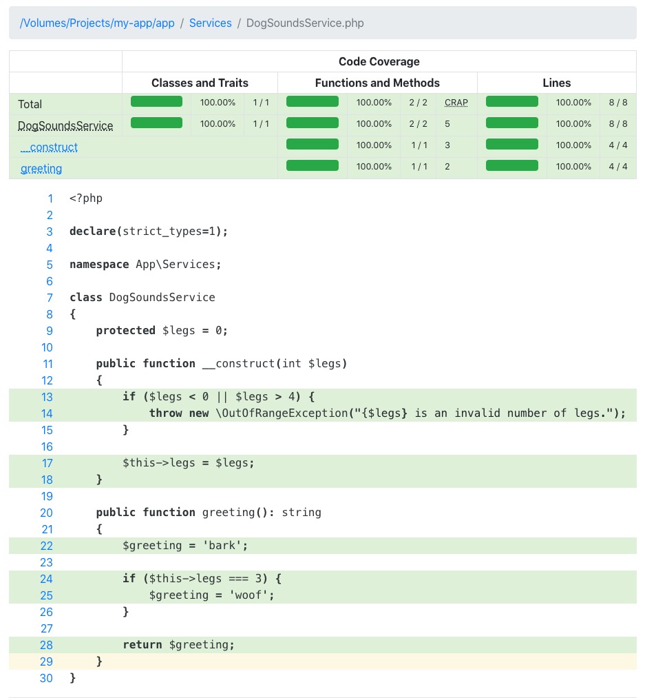 Code coverage example