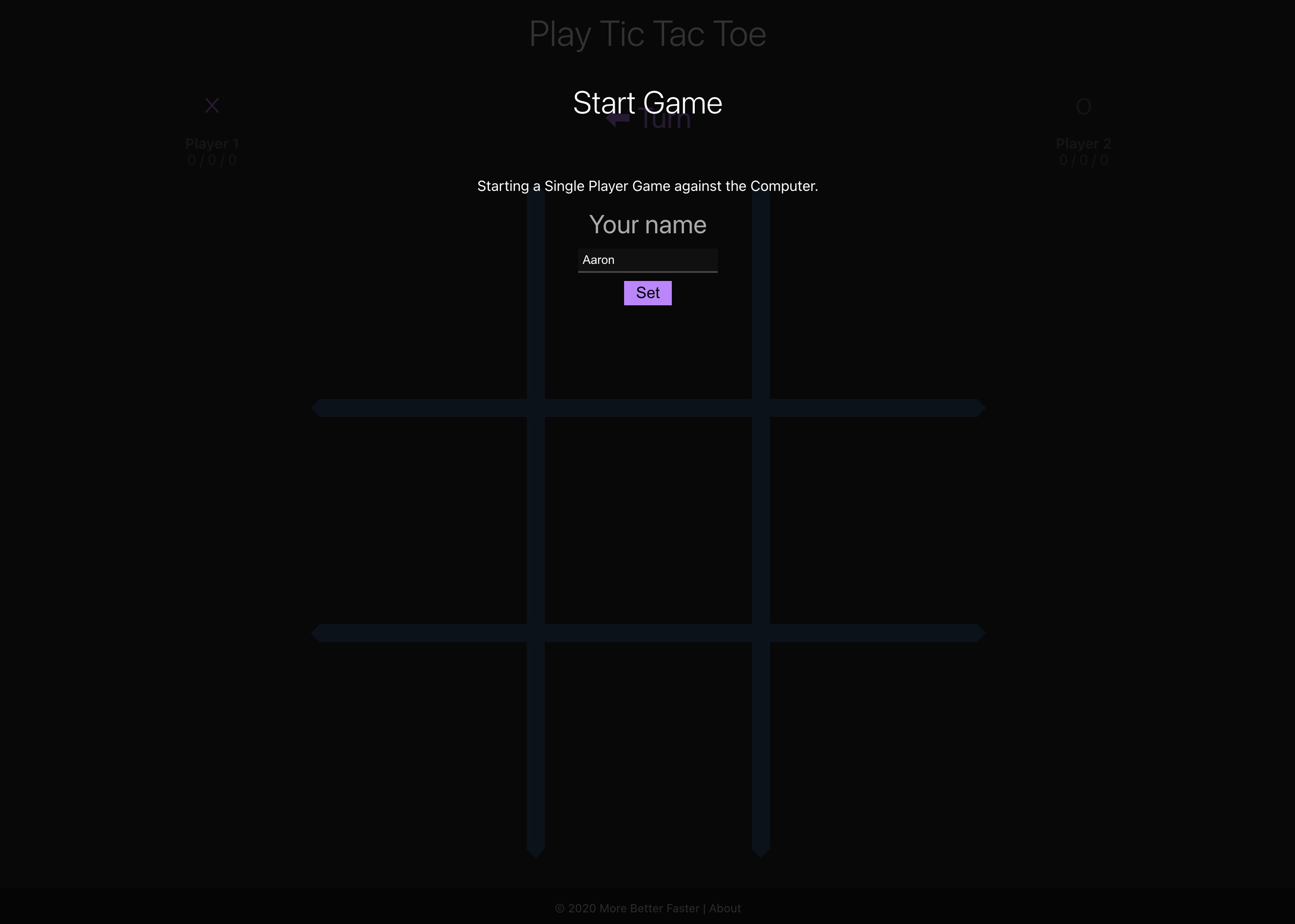 Play Tic Tac Toe Page