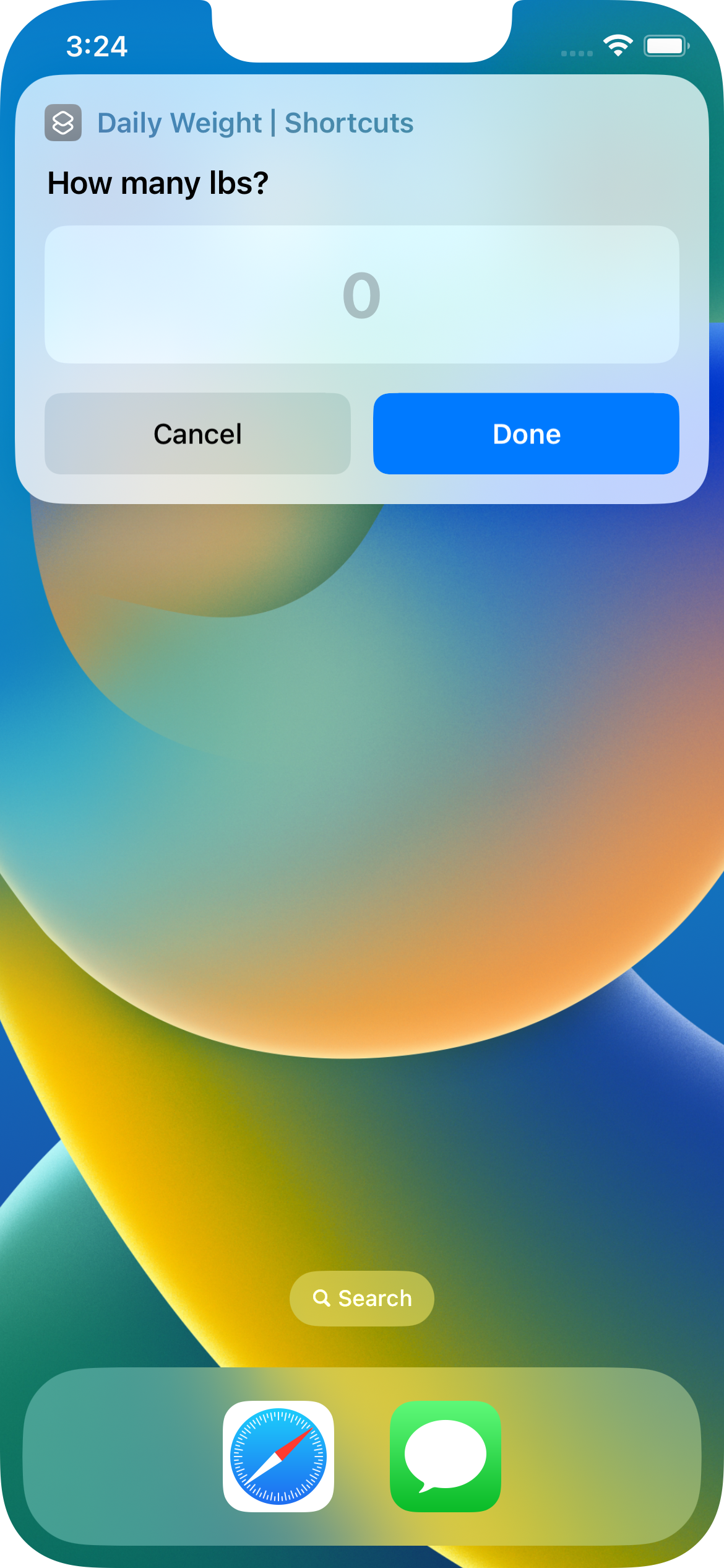 Screenshot from Shortcuts App