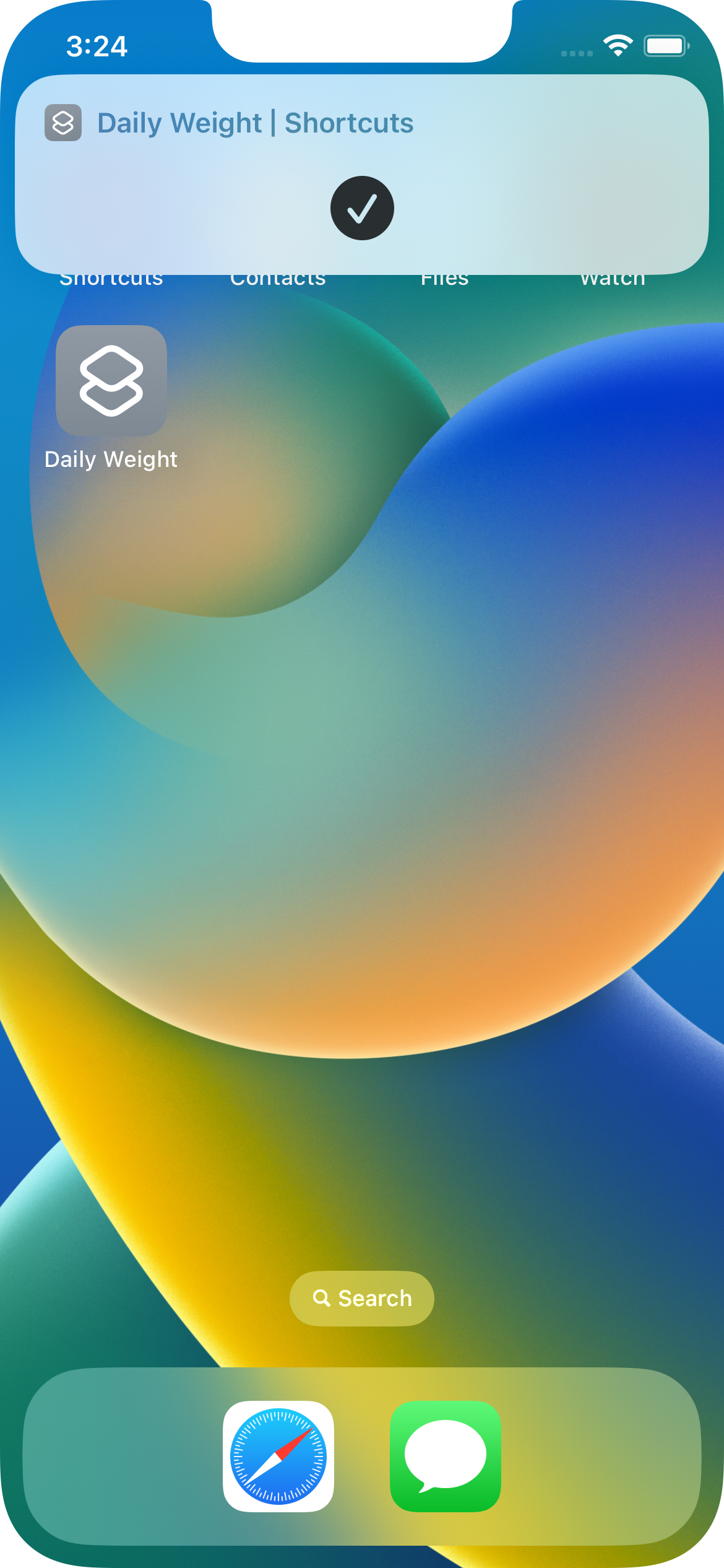 Screenshot from Shortcuts App